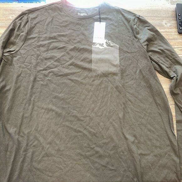 Men's Long Sleeve Graphic T-Shirt - Goodfellow & Co Dark Green/Shapes XXL. 3 - Picture 1 of 4